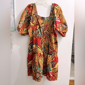 Mlle Gabrielle 3/4 Sleeve Linen Dress, SIZE L, Knee Length, 100% Cotton